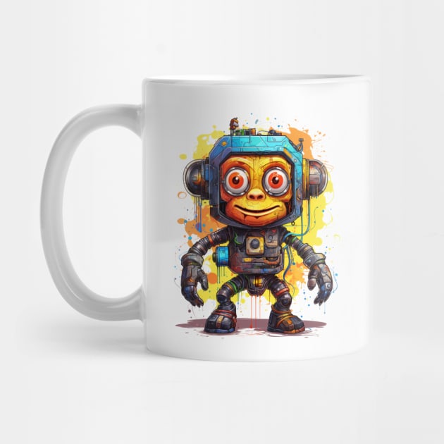 Cartoon monkey robots. T-Shirt, Sticker. by AndreKENO